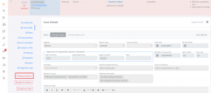 Screen shot: The Archives page, showing an archived case open and the Restore Record button highlighted.