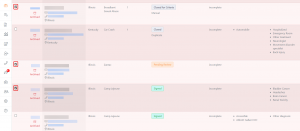 Screen shot: Selecting multiple cases for unarchiving.