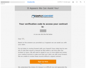 Screen shot: A welcome email message.