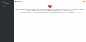 Screen shot: The client portal, before any documents have been sent to it.