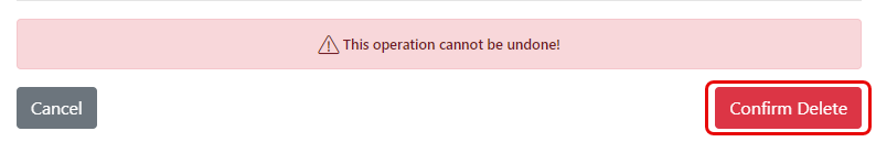 Screen shot: The notification message alerting you that deleting a note cannot be undone.