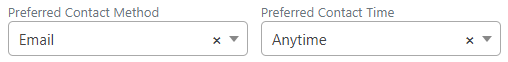 Screen shot: The Preferred Contact fields on the Contact Info tab.