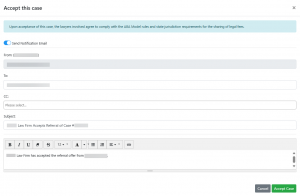 Screen shot: The Accept This Case dialog box.