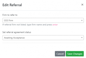 Screen shot: The Edit Referral dialog box.