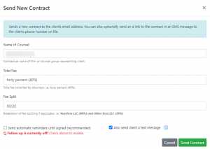 Screen shot: The Send New Contract dialog box.