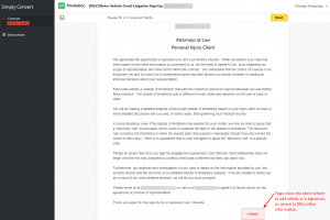 Screen shot: A contract ready to be signed on the client portal.