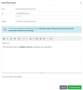 Screen shot: The Send Reminder dialog box.