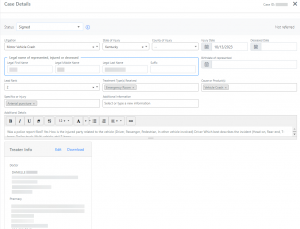 Screen shot: The client's treater information, as it appears on the Case Details tab.