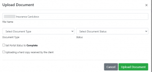 Screen shot: The Upload Document dialog box.