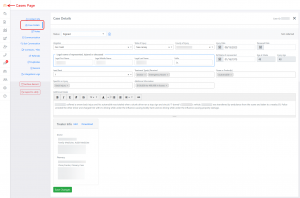 Screen shot: The Case Details tab, as seen when a case is open from the Cases page.