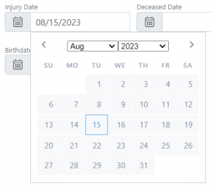Screen shot: The calendar tool opens when you click any date field.