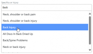 Screen shot: The Specifics or Injury field on Case Details tab.