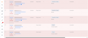 Screen shot: The Archives page, showing the list of archived cases.